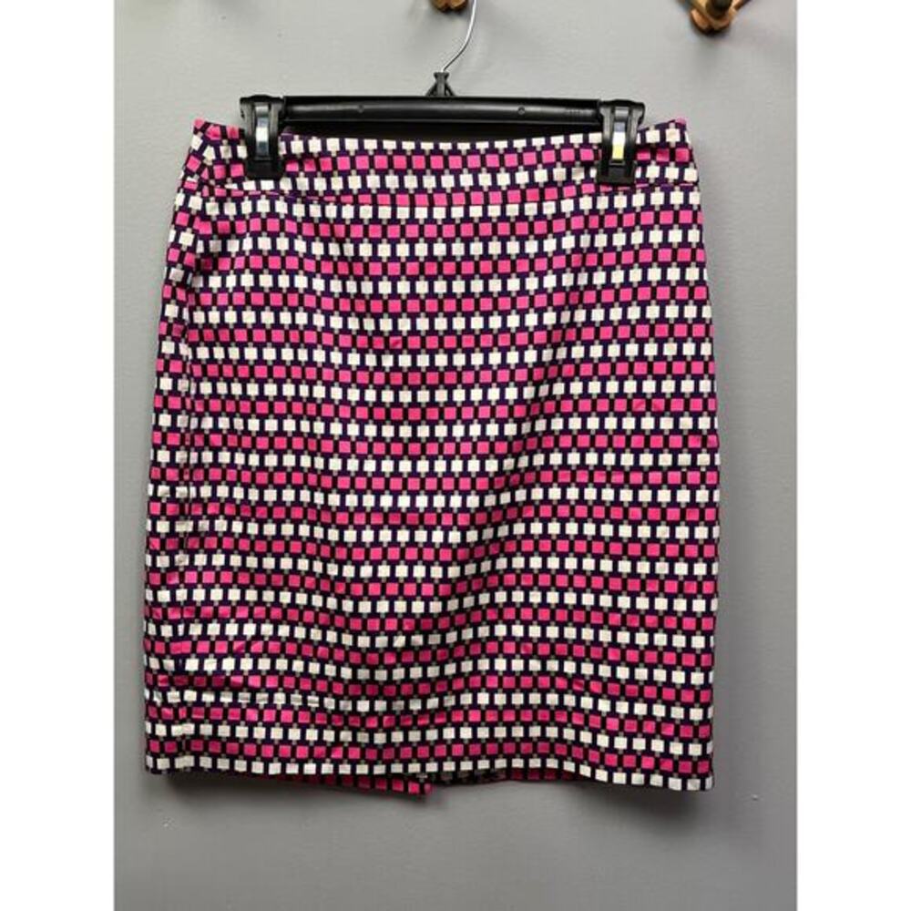Ann Taylor‎ Skirt Womens size 6 PETITE pink/purple geo pencil fully lined